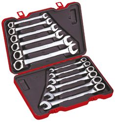 Набор универсальных комбинированных ключей с трещоткой и реверсом, метрический, 12 предметов