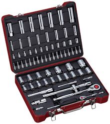 1/4", 1/2" Набор торцевых головок и торцевых головок со вставкой, метрический, 72 предмета